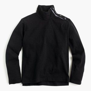 Women's Black Button-collar Pullover Sweatshirt